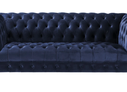 Navy Blue Three Seater Fabric Chesterfield Design Couches Upholstery Sofa 220cm new